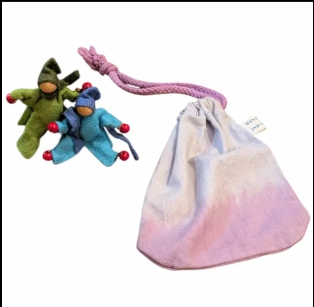 Vintage Handcrafted Amish Dolls in handcrafted drawstring Pouch image indicator(3)