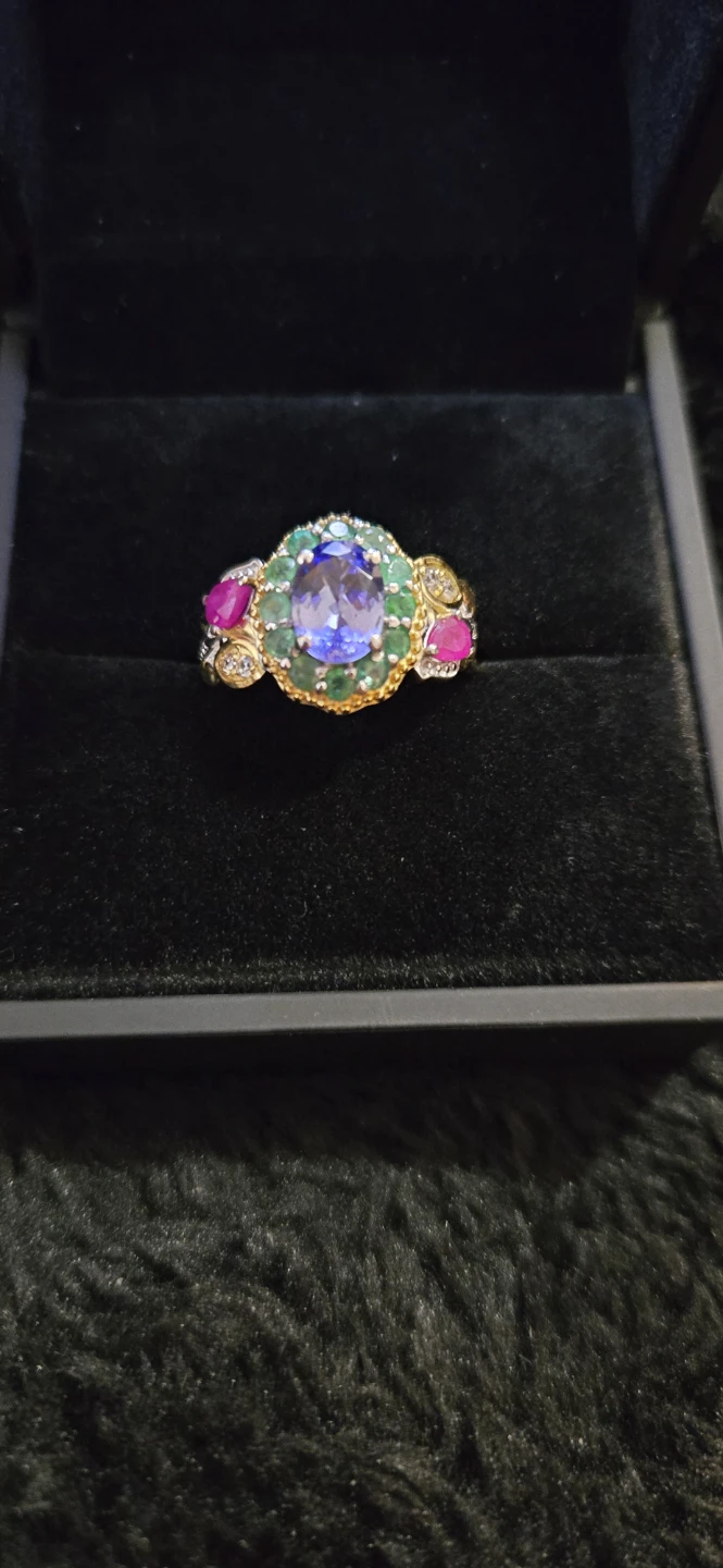 Genuine Tanzanite Multi Gemstone Floral Ring 2.30ctw