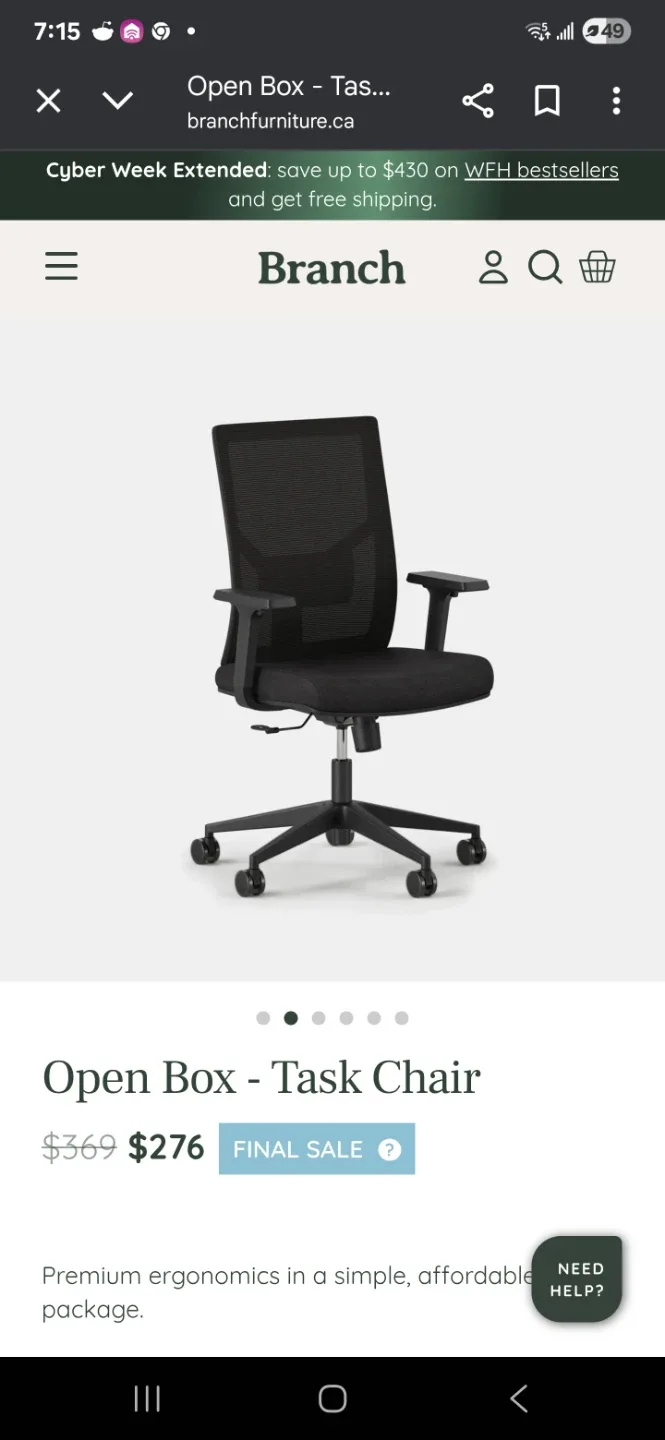 Branch Ergonomic Chair - Black image indicator(3)