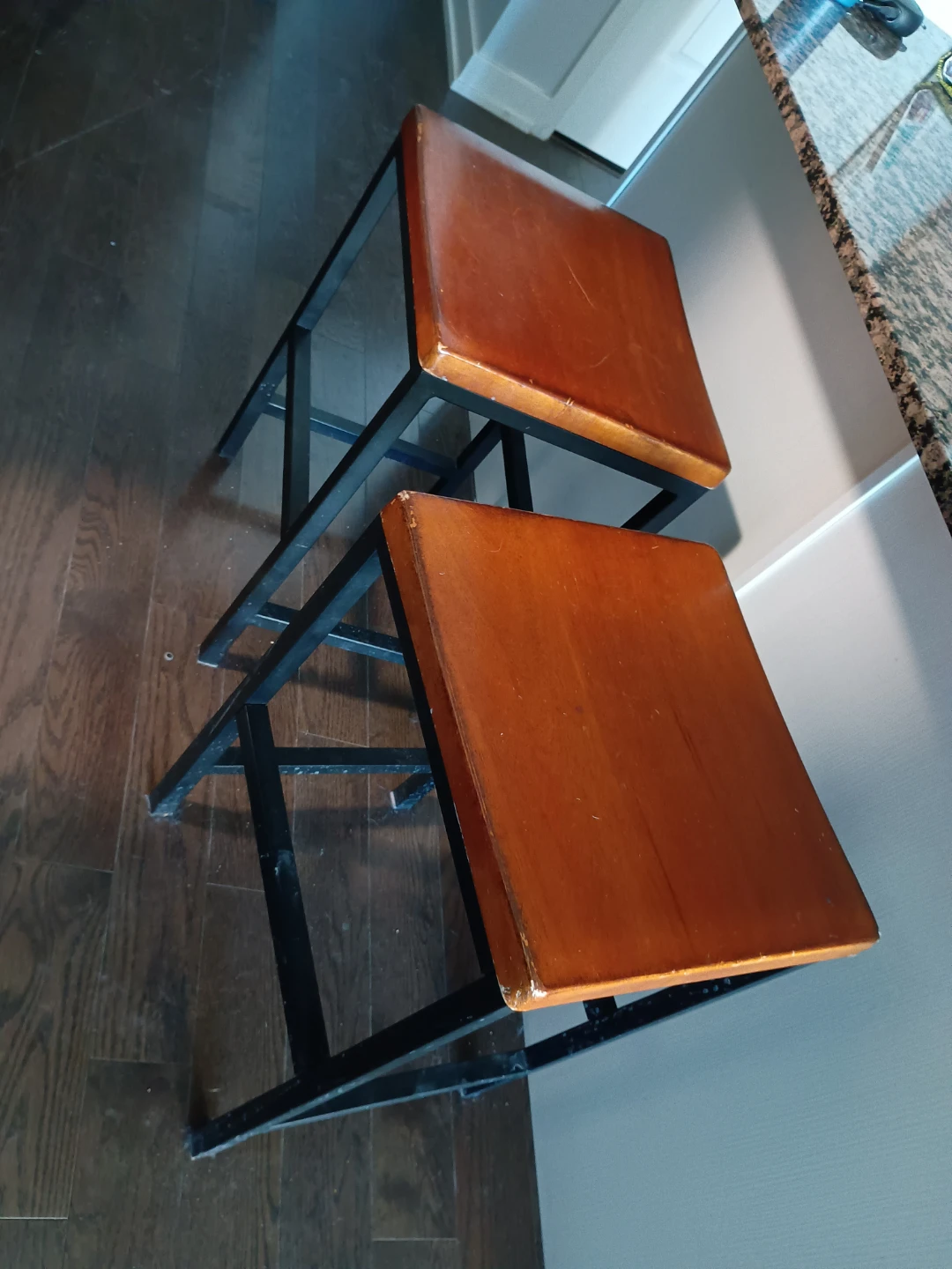 Nesting Stools - Wood & Black Metal
