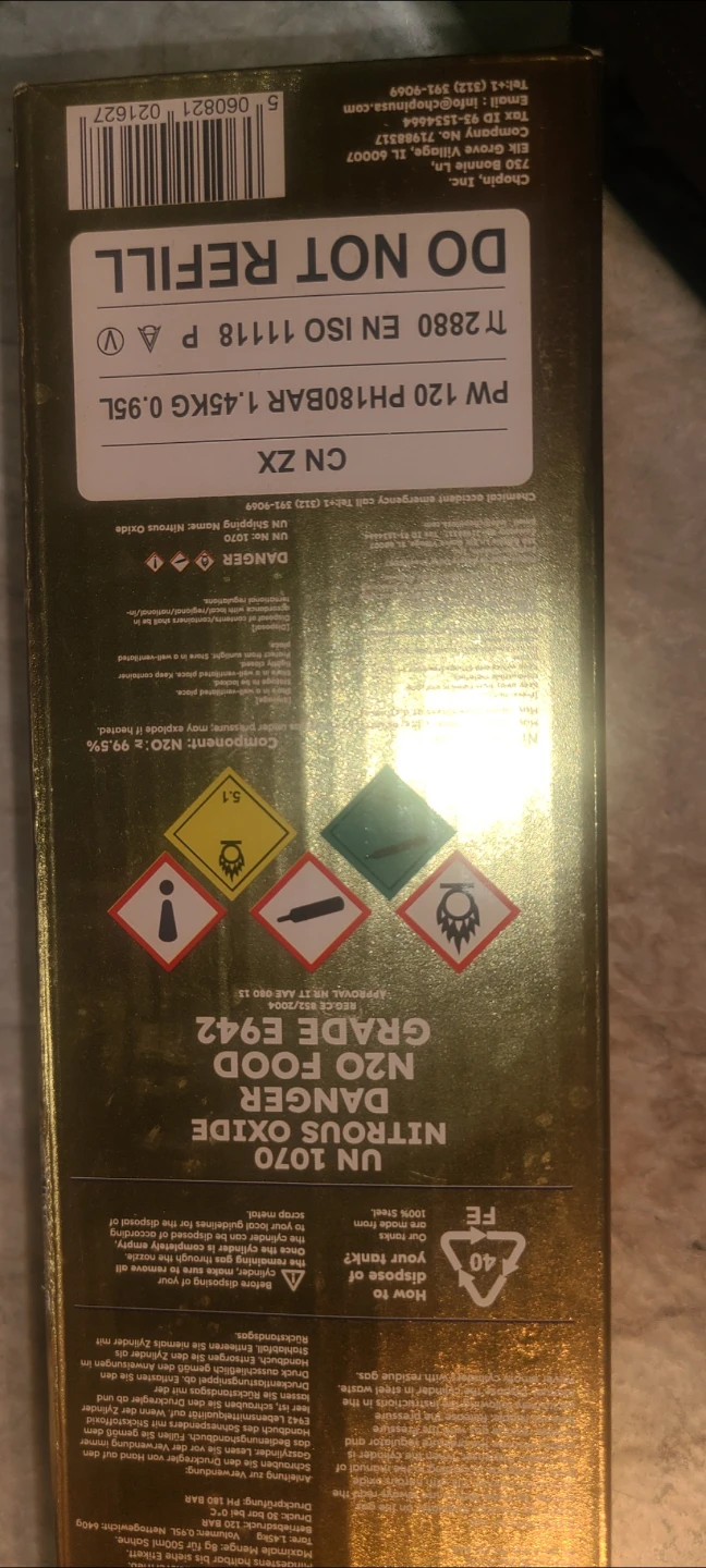 GoldWhip 700 Nitrous Oxide Catering Gas Cylinder 🧡 - photo 4