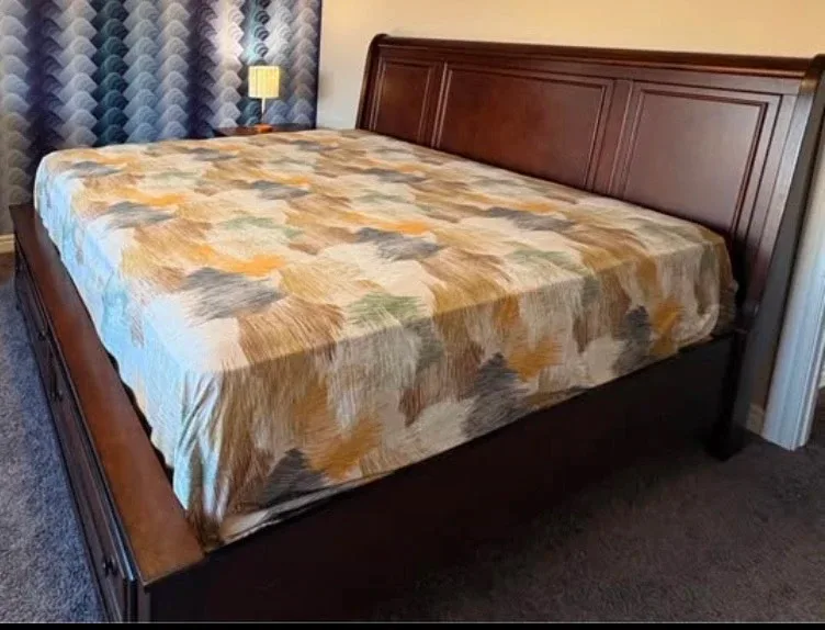 Dark Wood King Size Bed Frame from brick image indicator(3)