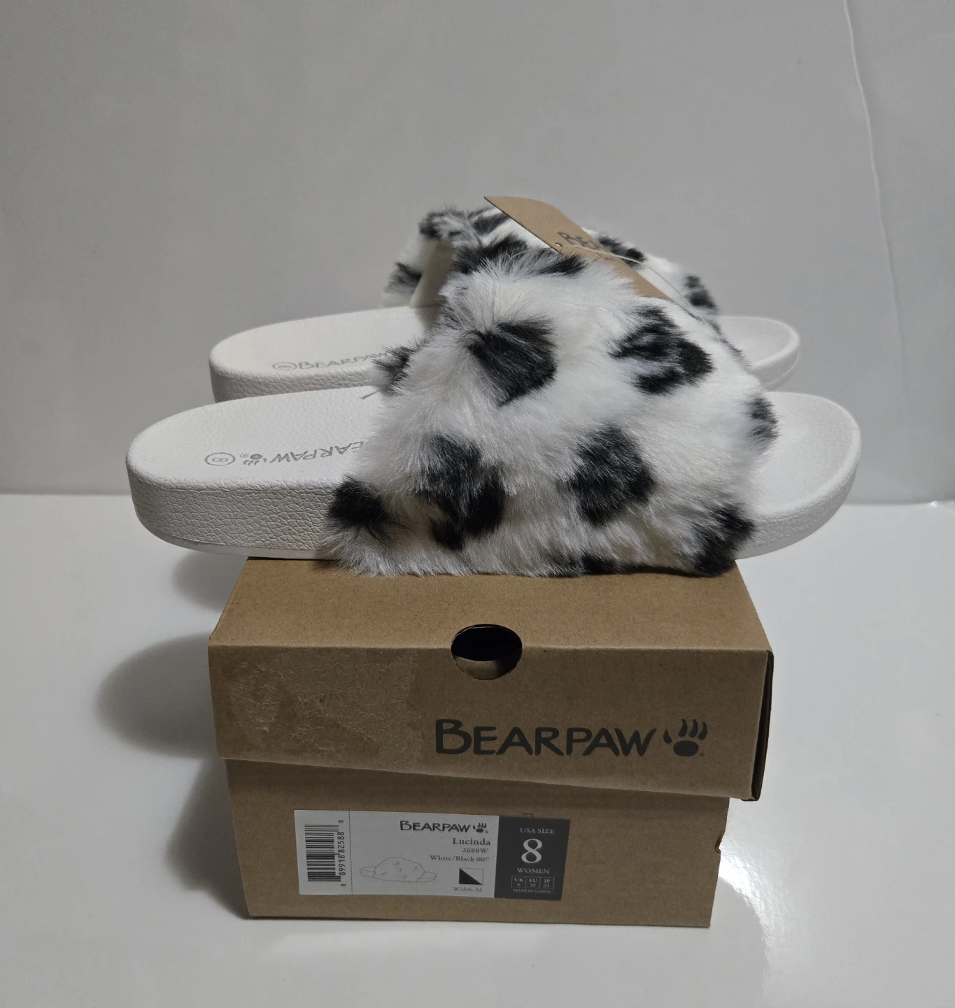 Bearpaw Lucinda Slides - Size 7 & 8, White/Black - photo 2