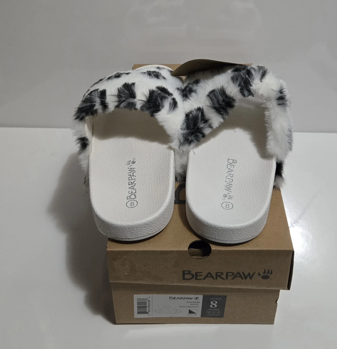 Bearpaw Lucinda Slides - Size 7 & 8, White/Black - photo 3