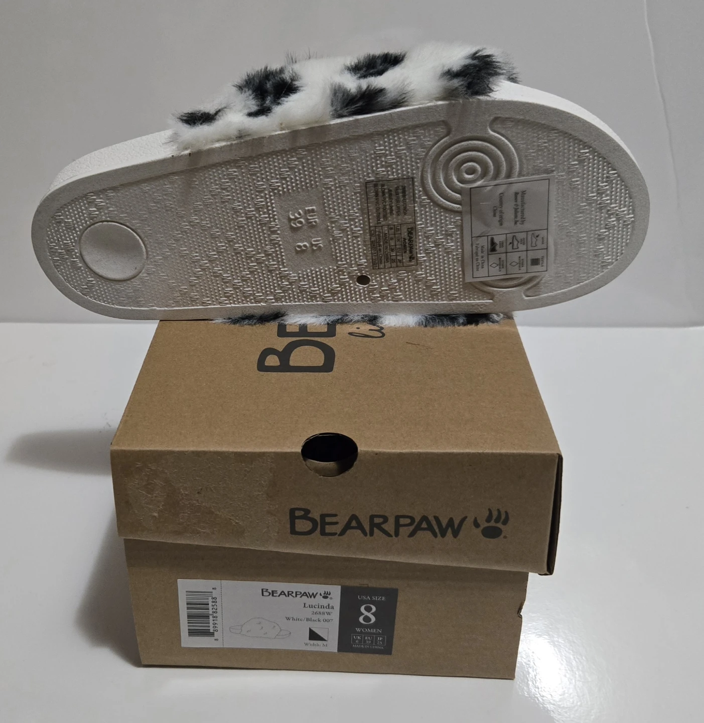 Bearpaw Lucinda Slides - Size 7 & 8, White/Black - photo 4