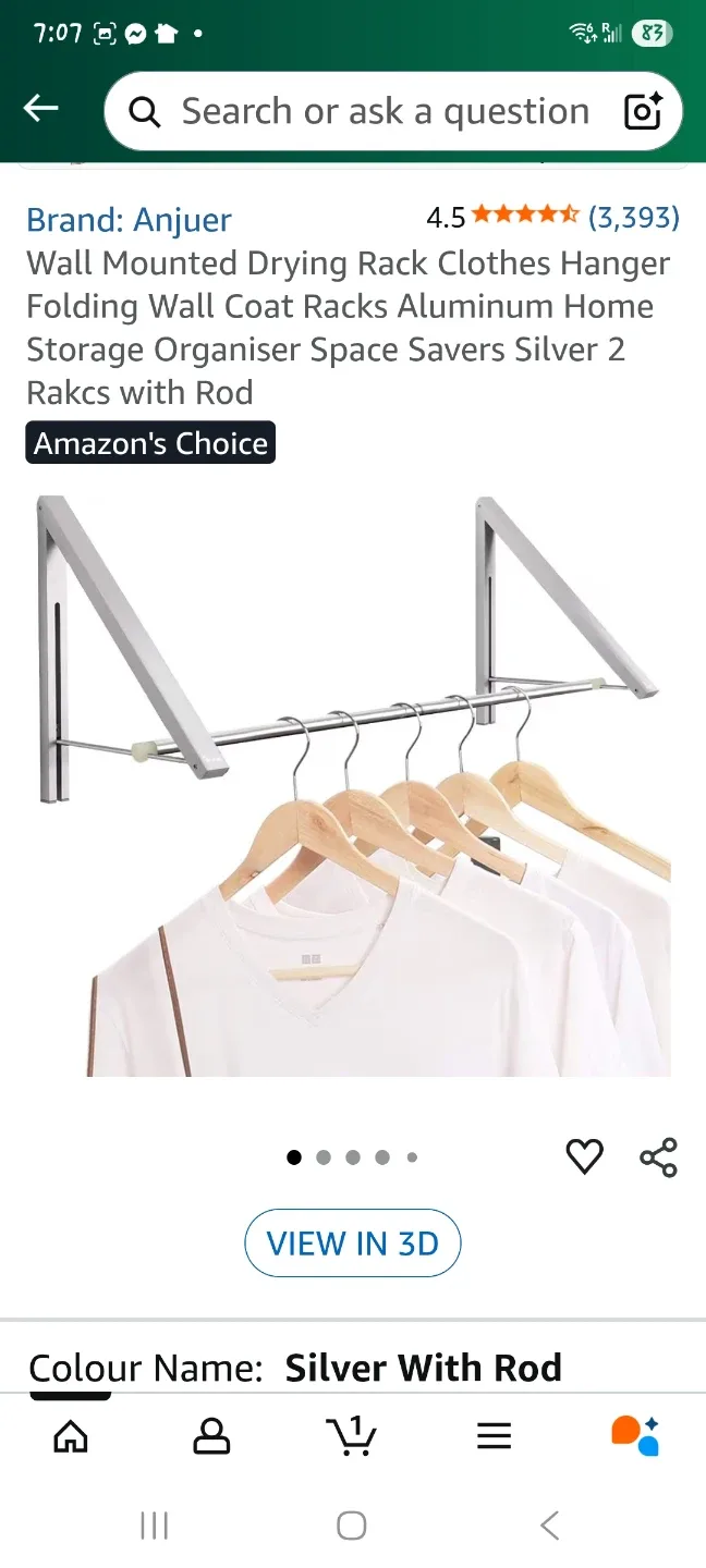 Anjuer Wall Mounted Folding Clothes Hanger - Silver
