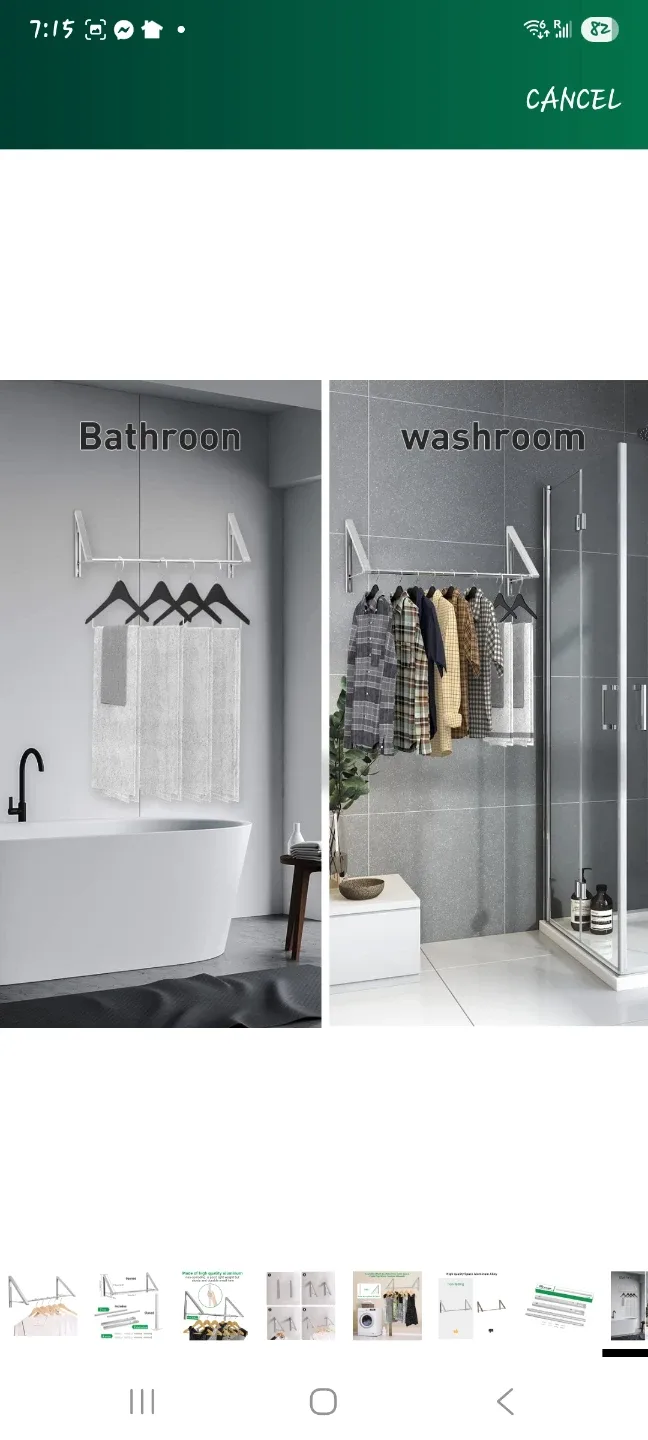 Anjuer Wall Mounted Folding Clothes Hanger - Silver image indicator(8)