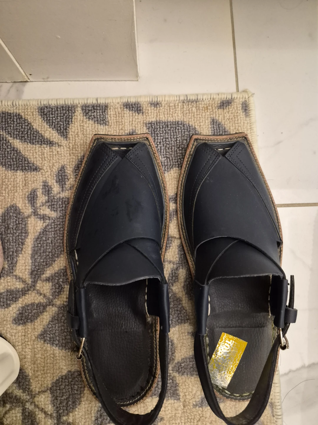 Men's Leather Peshawari Chappal - Size 7
