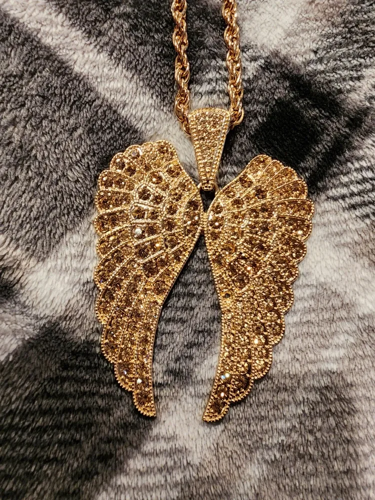 Gold Angel Wing Pendant Necklace