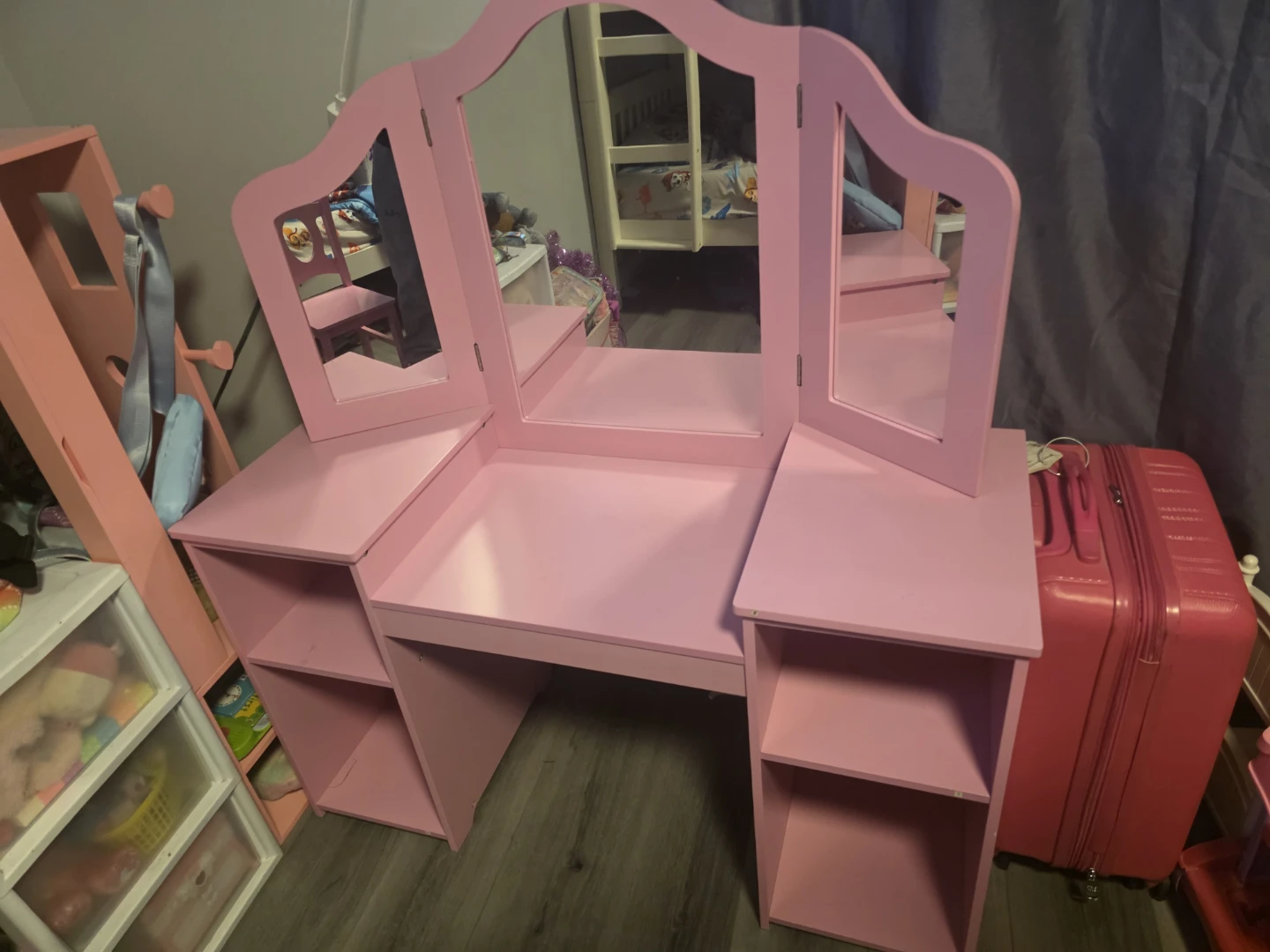 Kids Pink Vanity Table with Mirror & Chair - photo 3