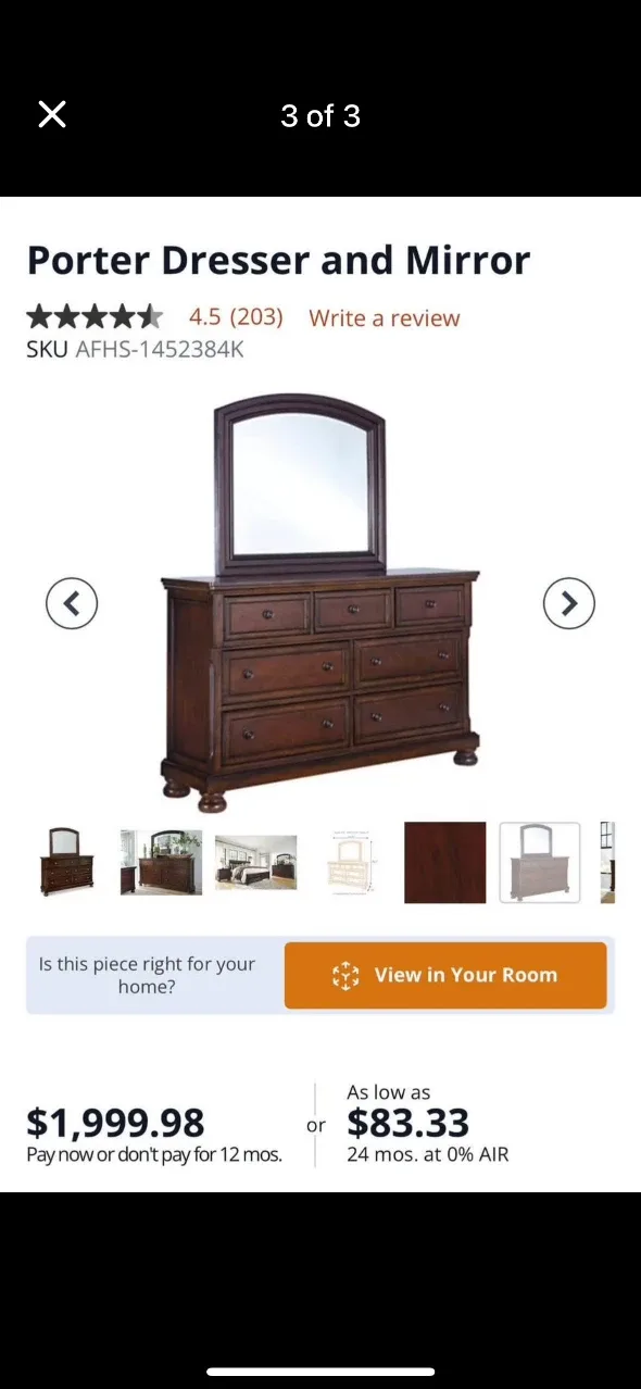 Ashley Furniture Porter Dresser with Mirror image indicator(3)
