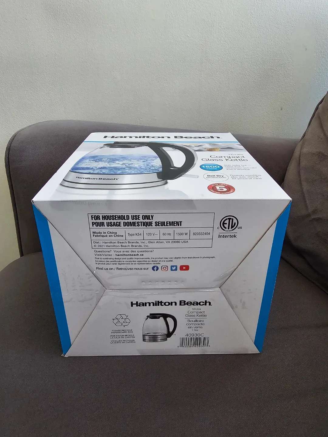 Hamilton Beach Glass Electric Tea Kettle, 1 L, 1500 Watts image indicator(5)