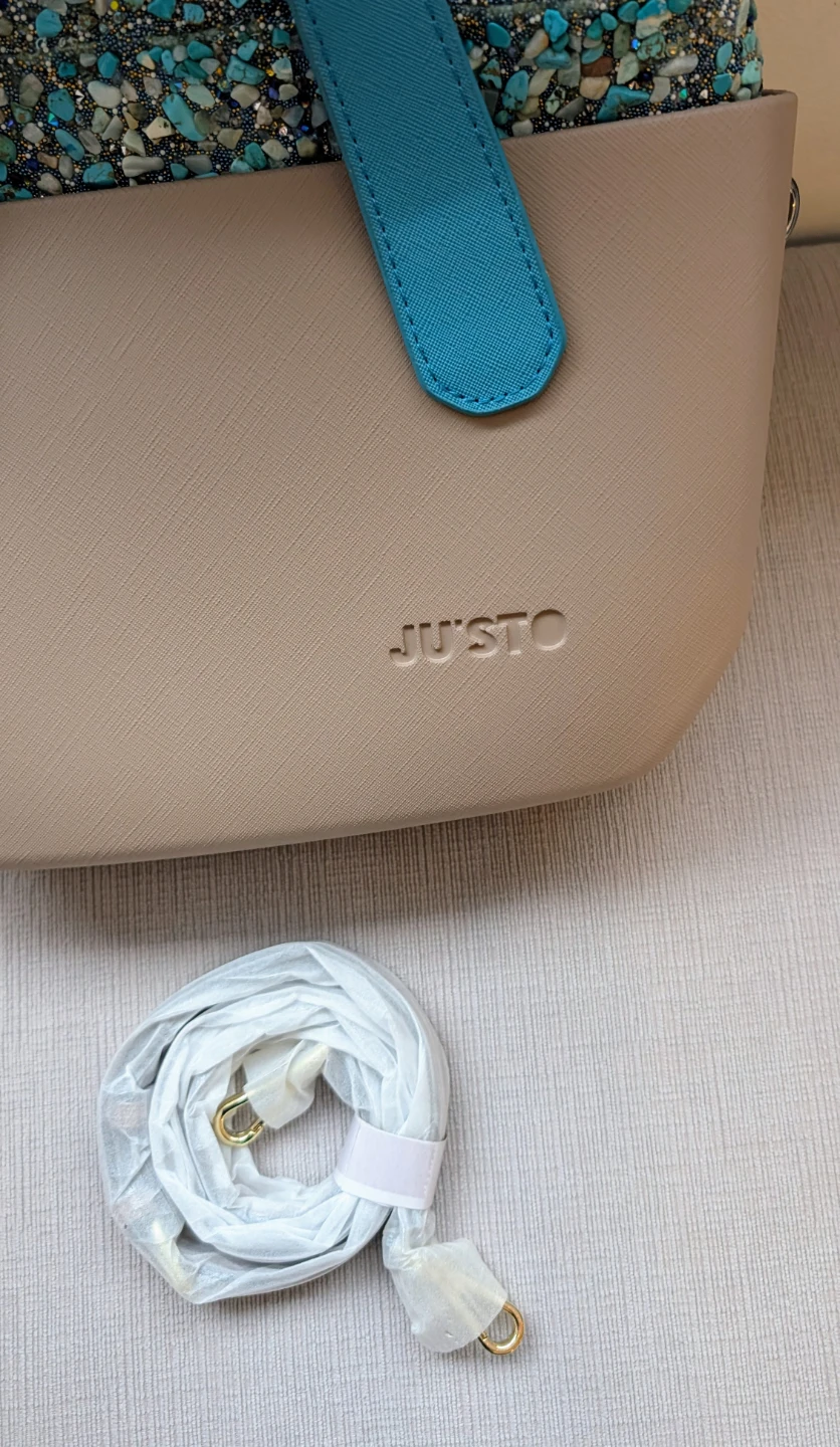 Brand New Ju'sto Beige & Turquoise Embellished Handbag - photo 2