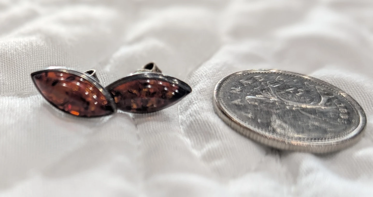 Amber Sterling Silver Stud Earrings
