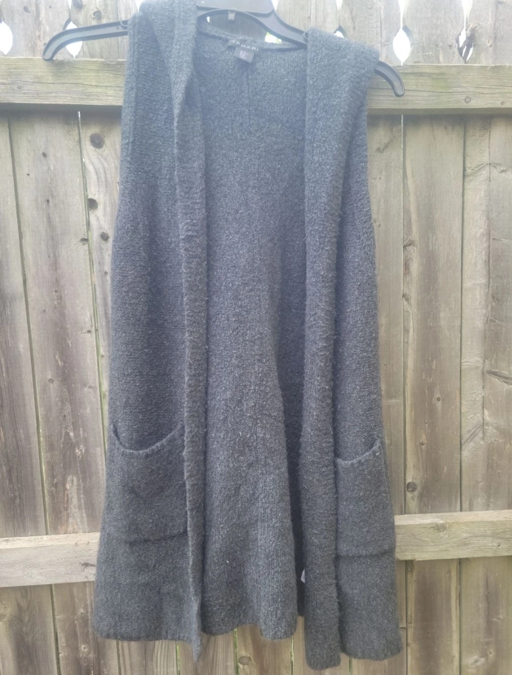 Tahari Gray Hooded Sweater Vest - Size M