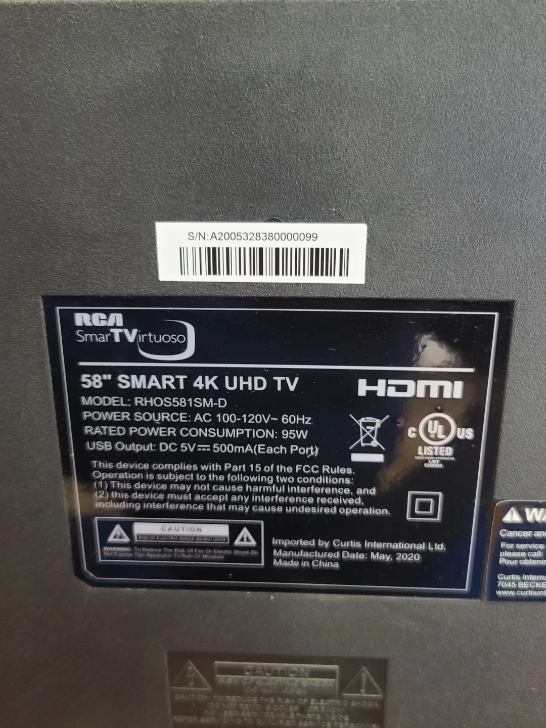 RCA 58" Smart 4K UHD TV RHOS581SM-D - photo 3