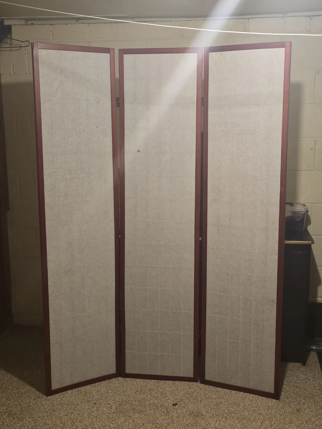 Folding Wood Frame 3 Screen Panel Room Divider - photo 2