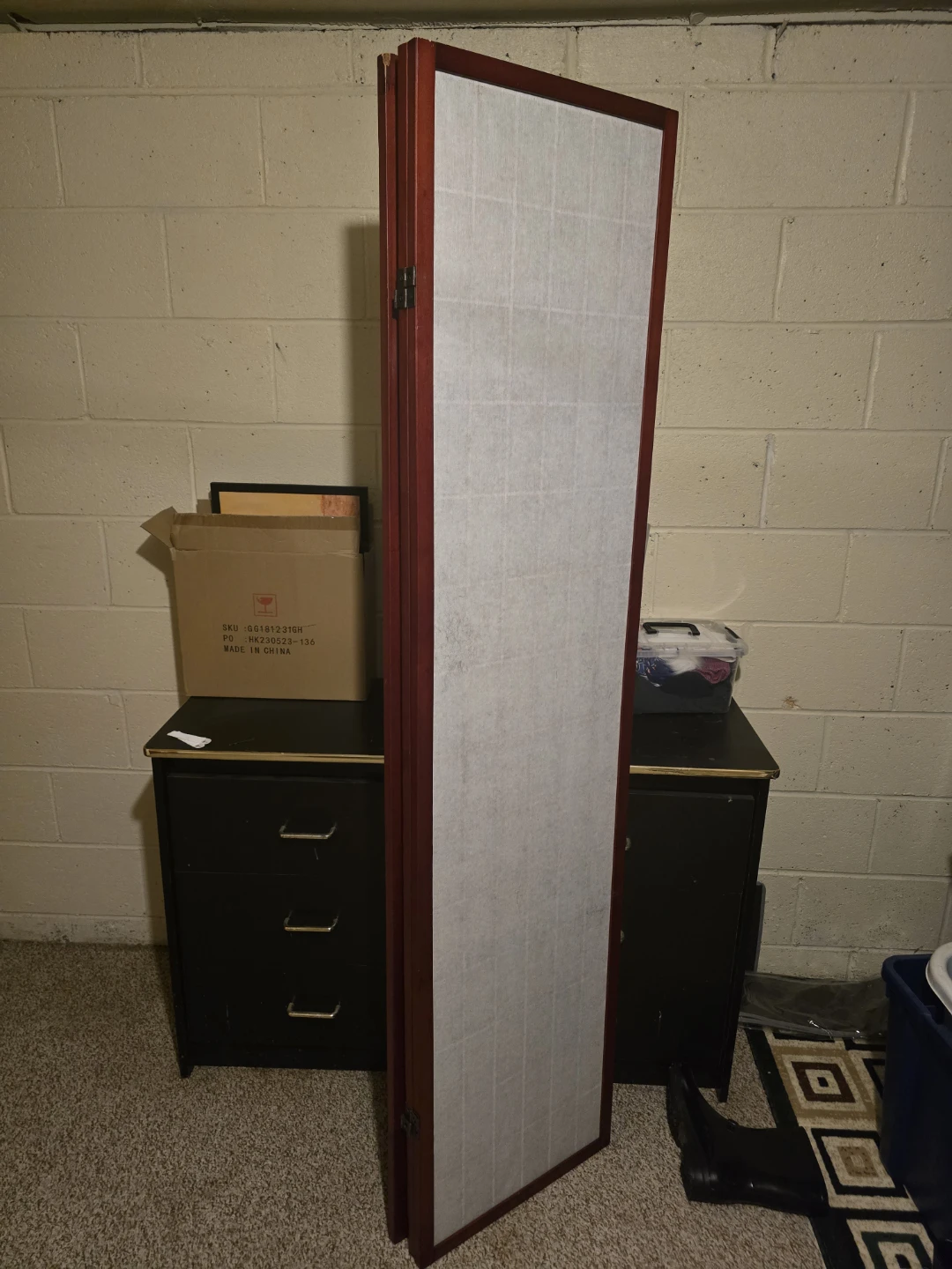 Folding Wood Frame 3 Screen Panel Room Divider - photo 3