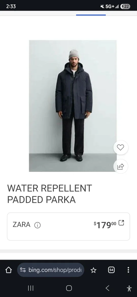 Zara Water Repellent Padded Parka