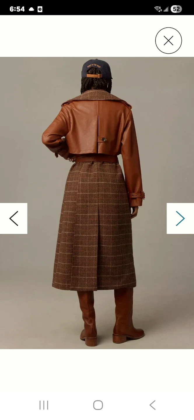 Avec Les Filles Size S-M Plaid Faux-Leather Belted Coat