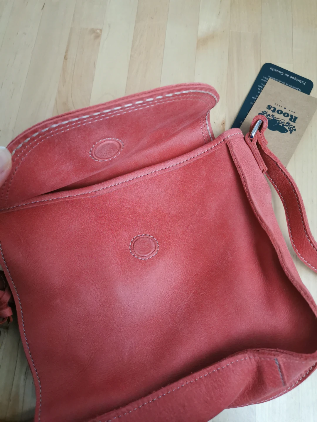 Roots Leather Crossbody Bag - Coral - photo 5