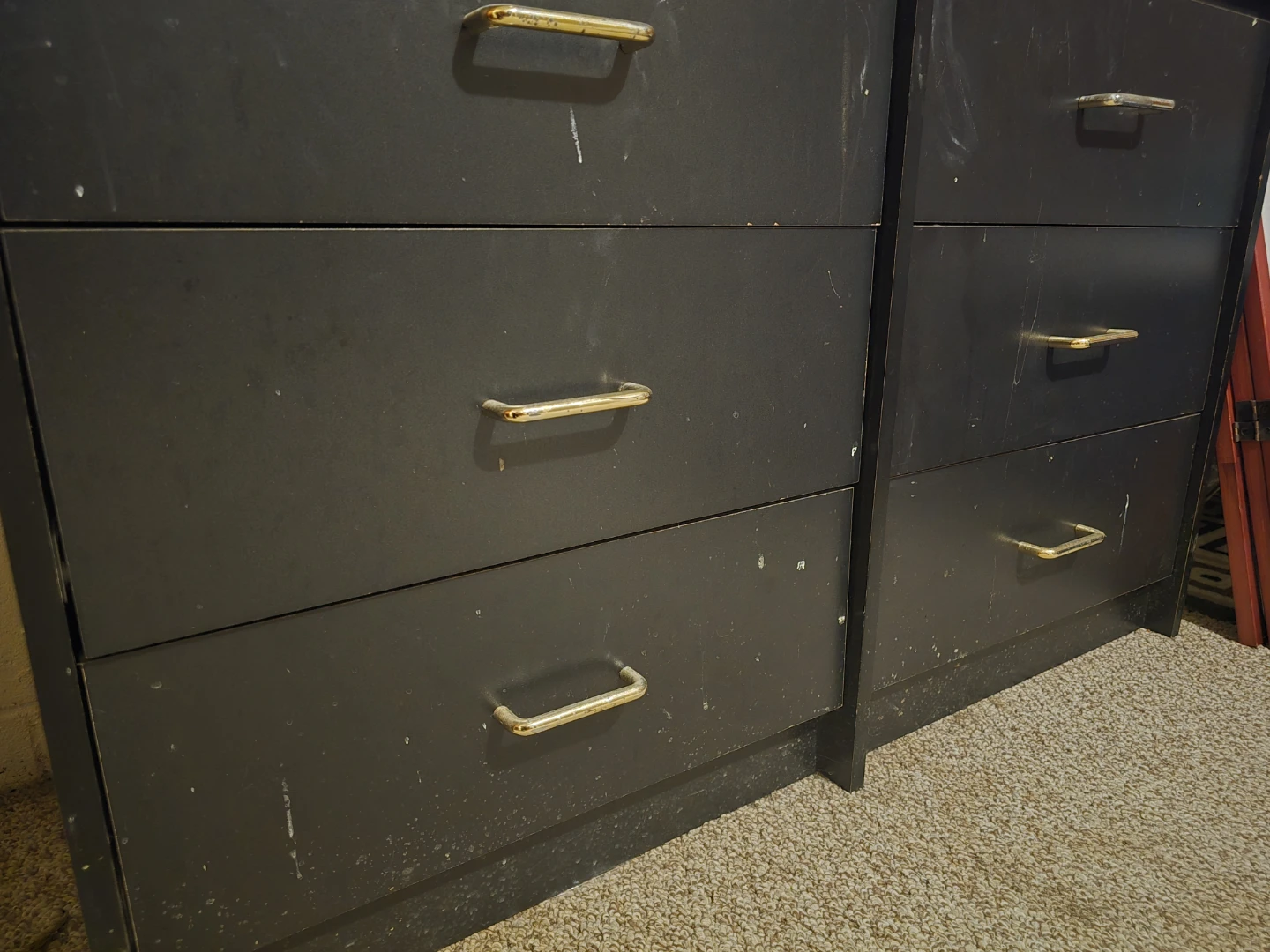 Black 6 Drawer Dresser with Gold Trim and Handles - photo 2