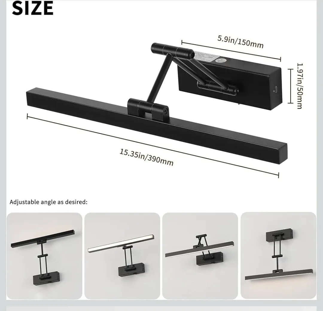 LED Picture Light, Black, 15.35 in