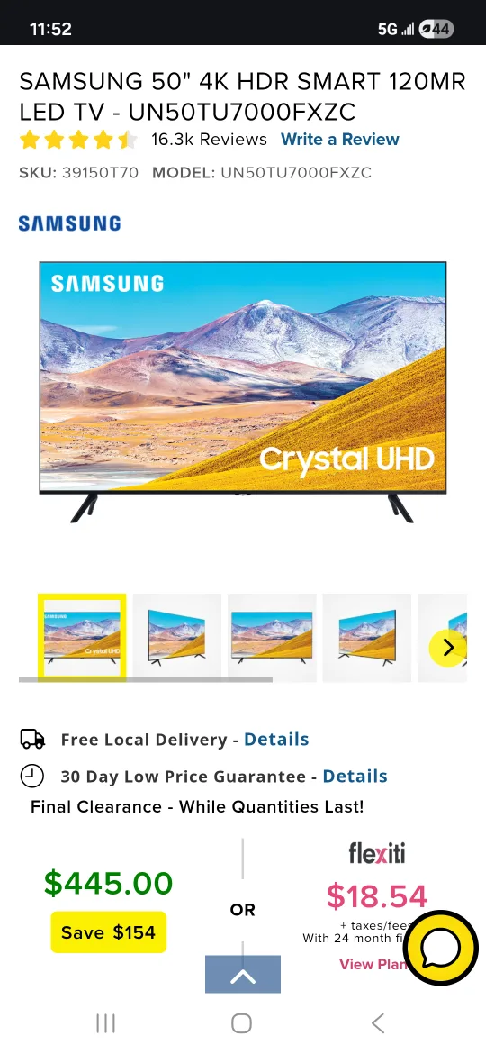 Samsung 50" 4K HDR Smart LED TV with wall bracket and TV stand image indicator(2)