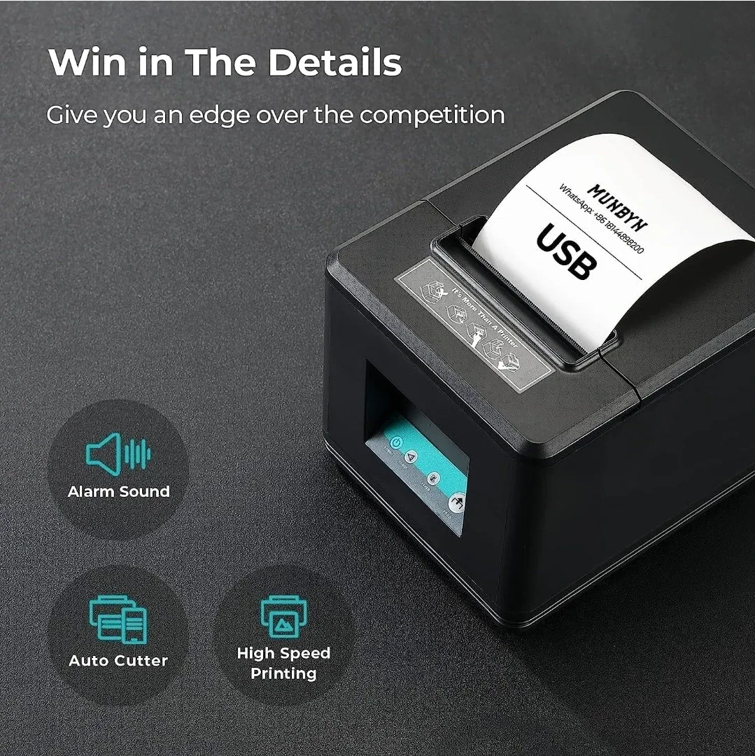 MUNBYN 80mm USB Receipt Printer - Like New! image indicator(3)