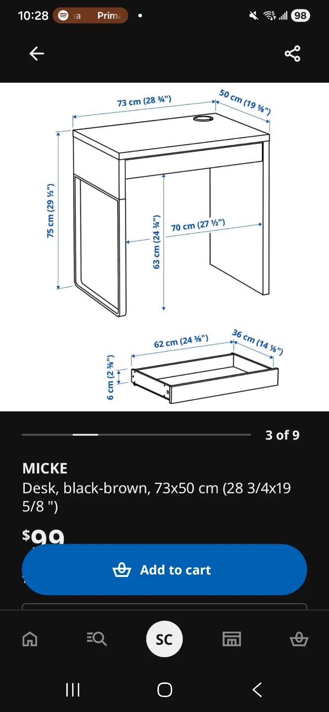 Black office desk with drawer - photo 2