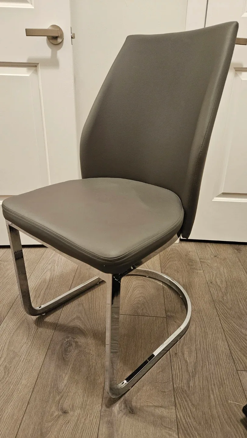 4 Grey Dining Chair with Chrome Base