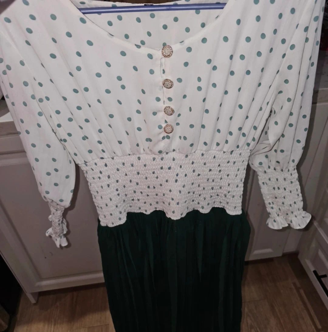 Brand New Polka Dot White & Bottle Green Dress - Size XL - photo 5
