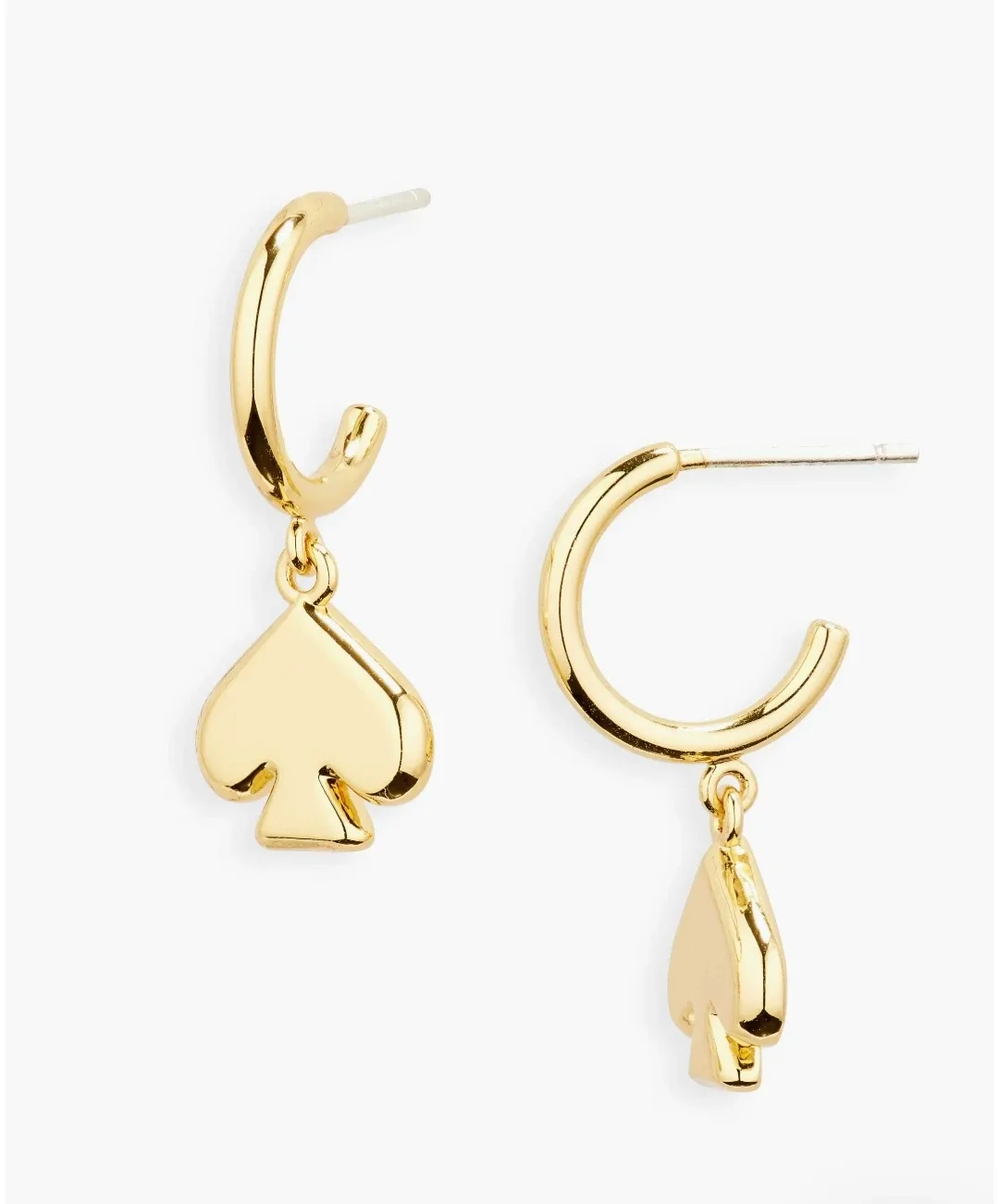 Gold Hoop Earrings with Spade Charm