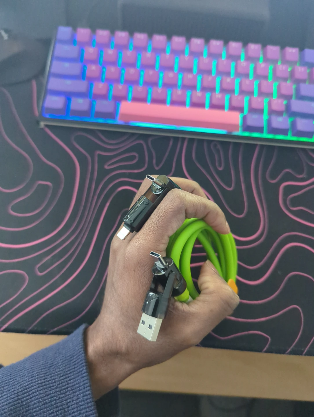 All in one charging cable for car