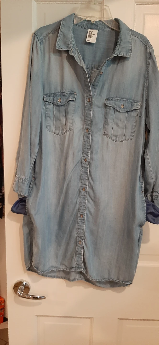 H&M denim shirt dress/pockets. 12 - photo 3