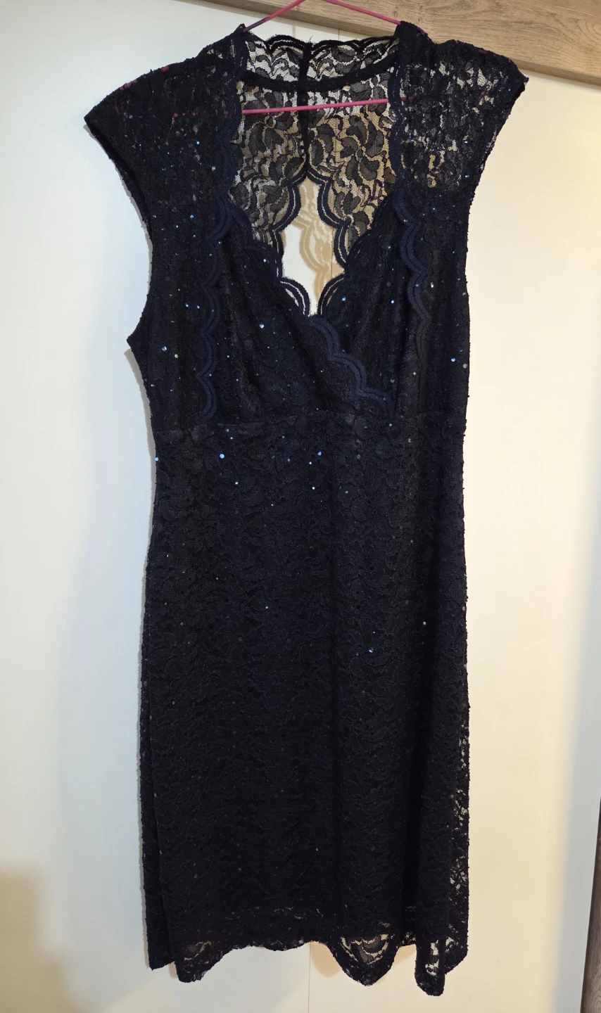 Lace Cocktail Dress - Navy Blue - photo 3