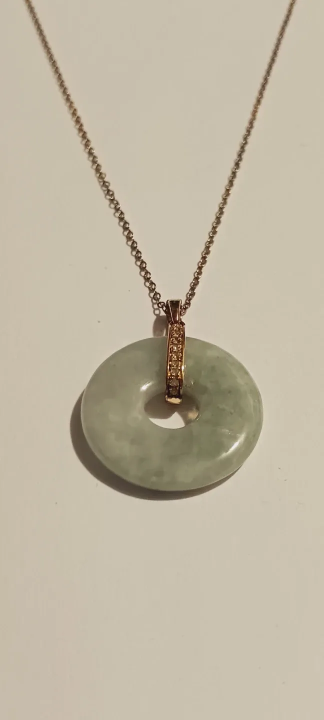 NEW 18K Gold Over Sterling Silver 925 Jade Pendant w/ Necklace image indicator(3)