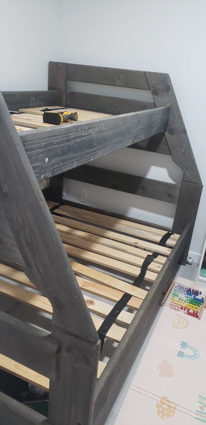 Wooden Bunk Bed Frame - Grey