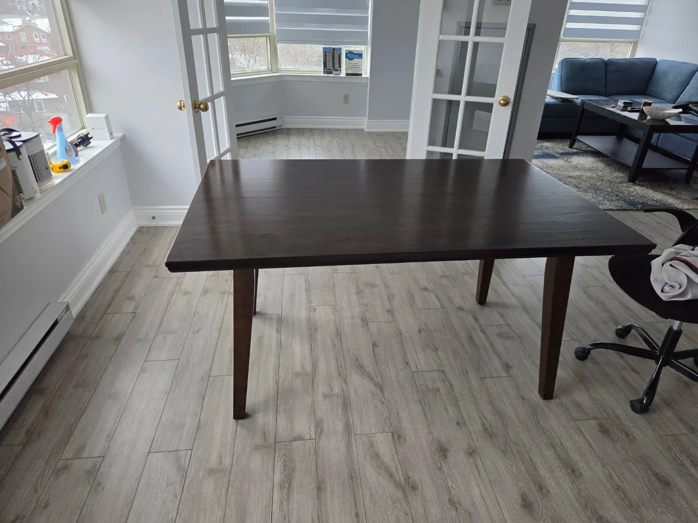 Dark Brown Wooden Dining Table