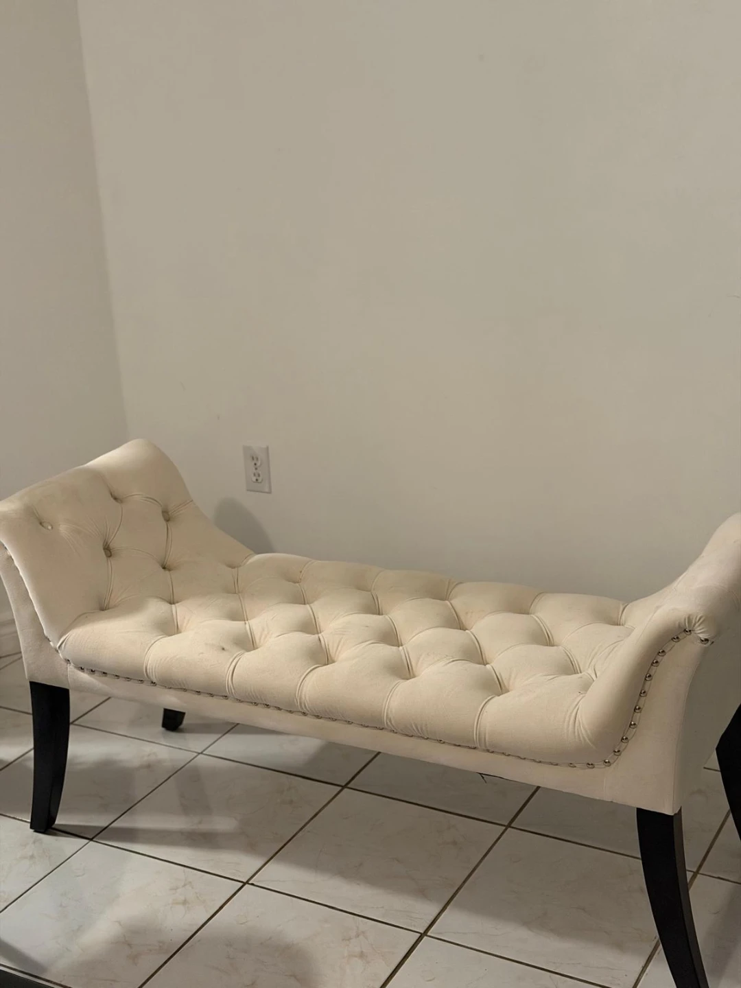 Upholstered Tufted Bench - Cream Colour