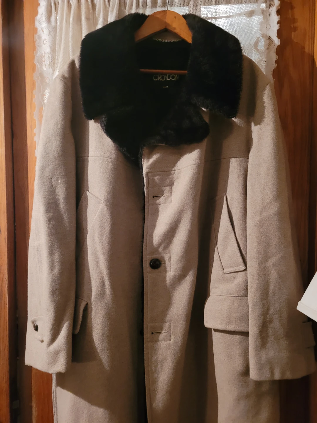 Croydon Wool Blend Coat with Faux Fur Collar