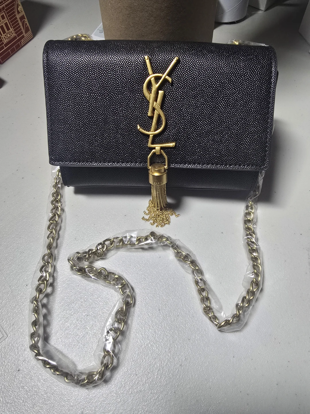 New  Black Leather Chain Bag