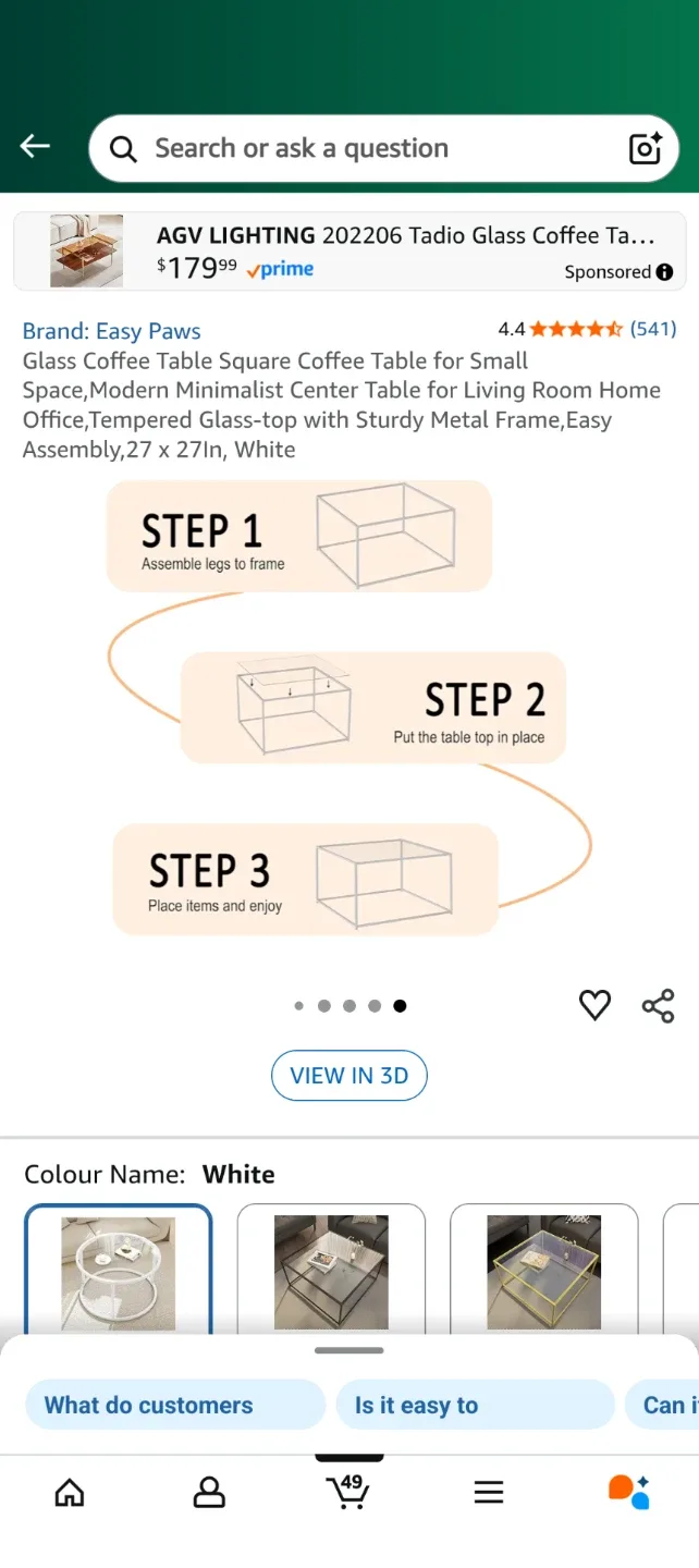 Easy Paws Glass Coffee Table - White image indicator(4)