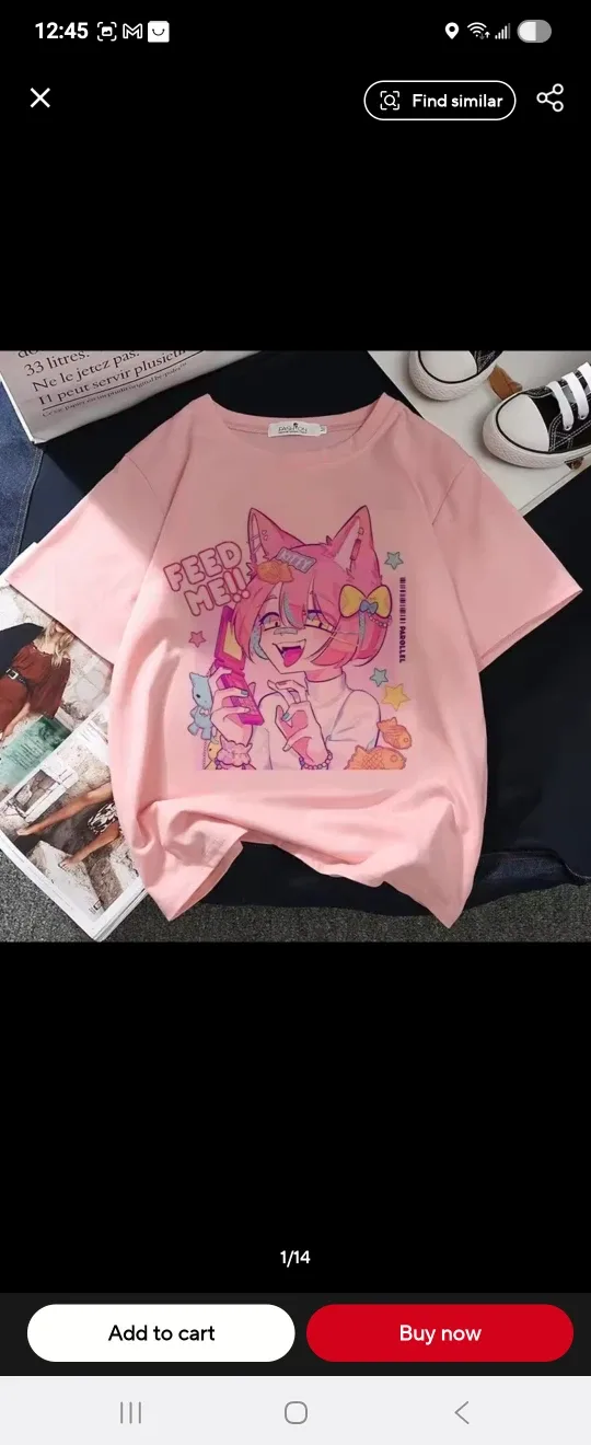 Pink Anime Graphic T-Shirt