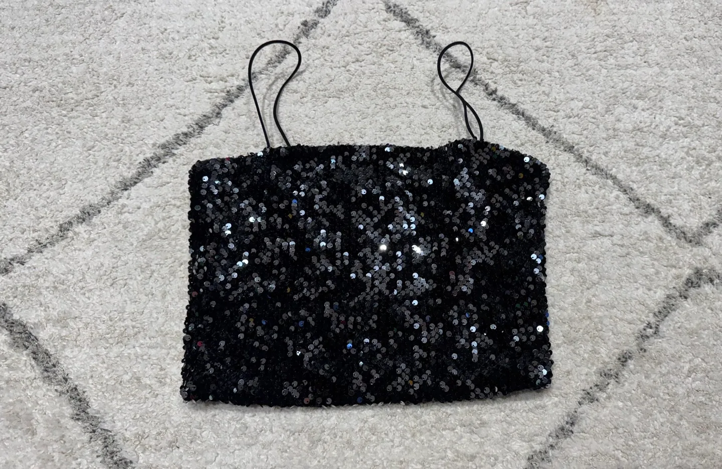 Sold together! Blue grey velvet wide leg pants and glitter tank image indicator(8)