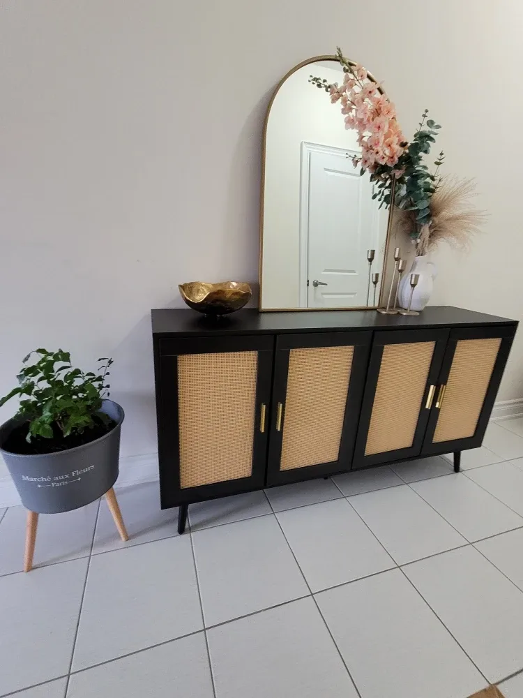 Black Cabinet with Rattan Doors image indicator(4)