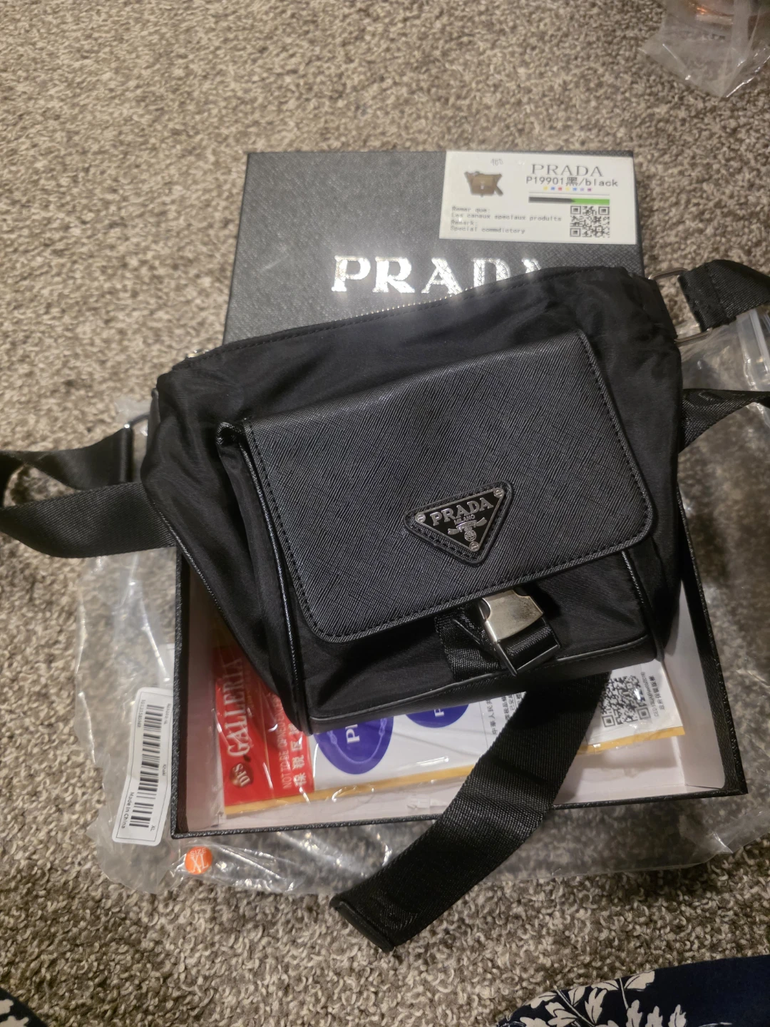 Fashion prada Black Nylon Crossbody Bag