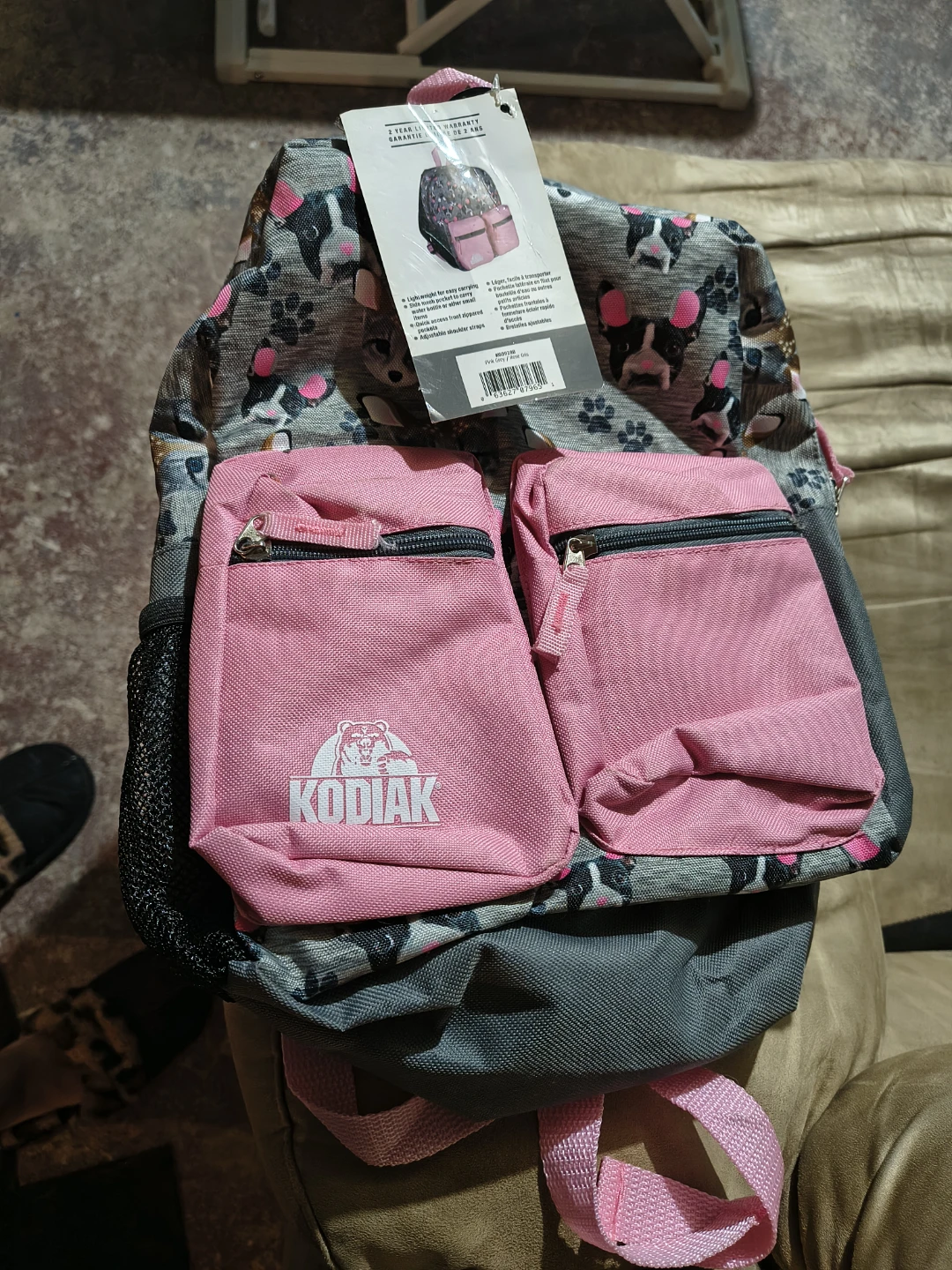 Kodiak Kids Backpack - Pink & Grey