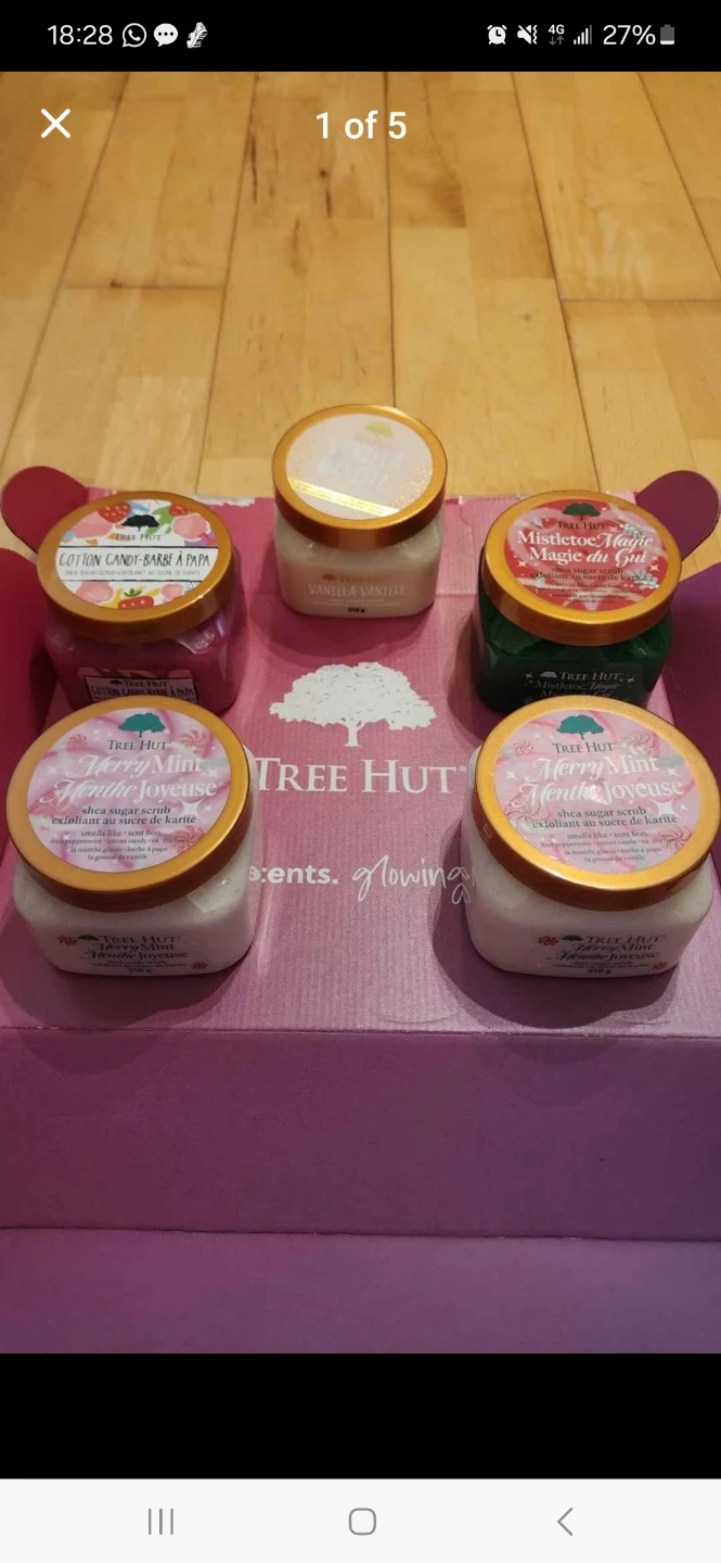 Tree Hut Vanilla, Cotton Candy, Merry Mint, Mistletoe Scrubs