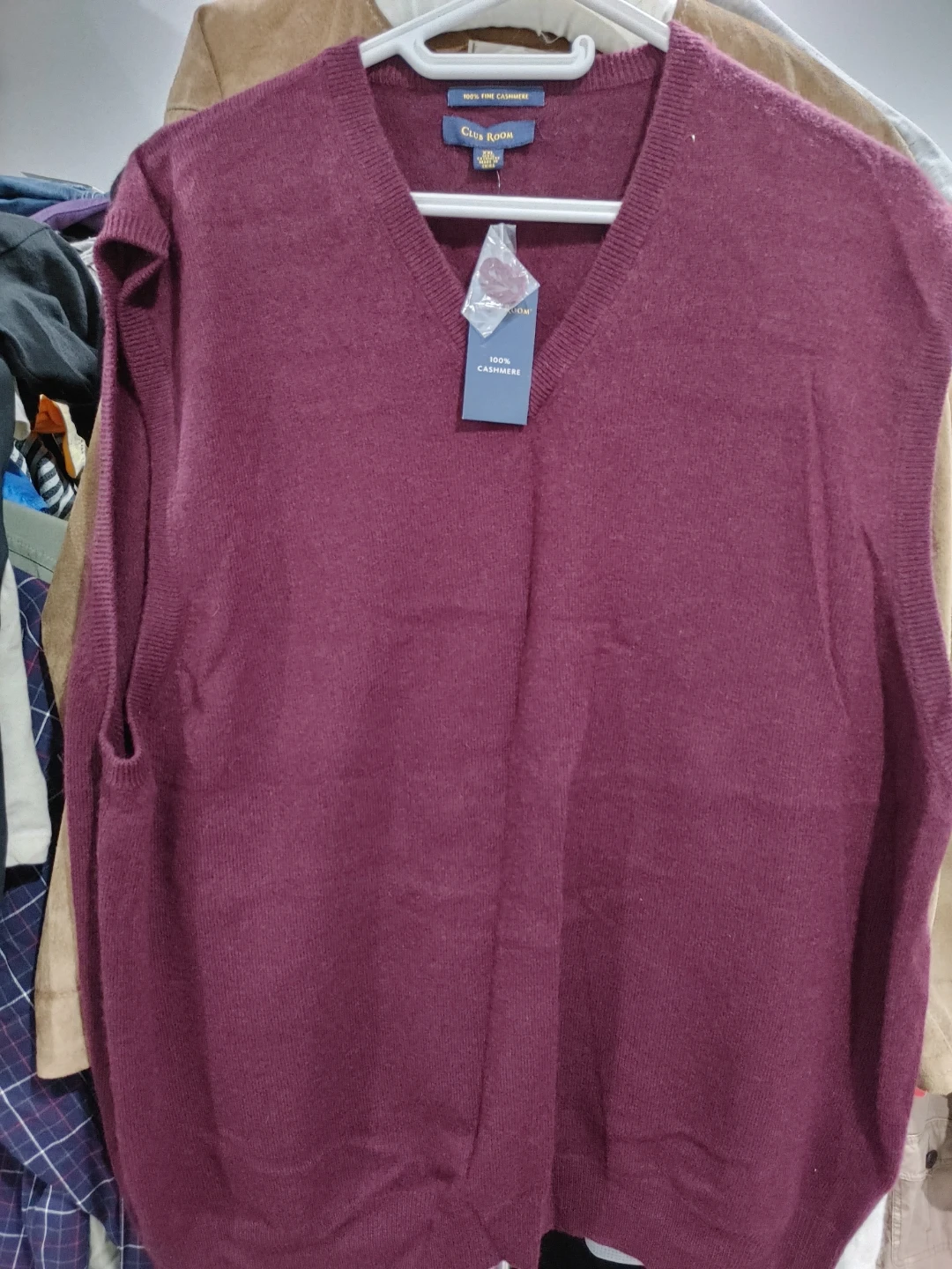 🧡BRAND NEW 100% FINE BURGUNDY CASHMERE VEST MENS SIZE XXL - photo 2